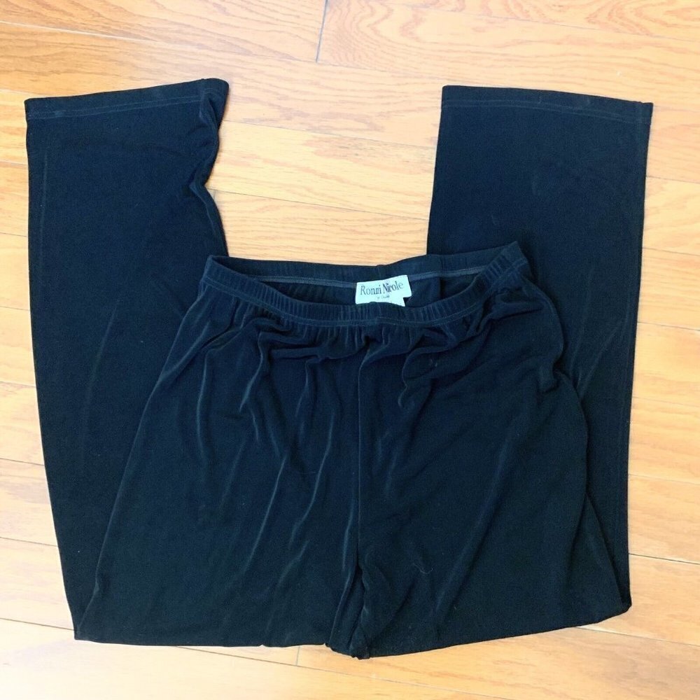 RONNIE Nicole SZ 14 Black pants slacks - elastic at waist - comfy - flowy